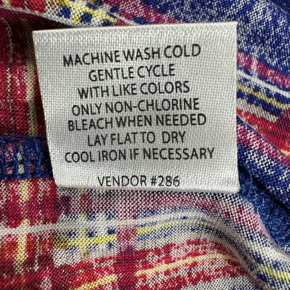 WinterSilks Blue and Red Plaid Turtleneck Top - Picture 5 of 7